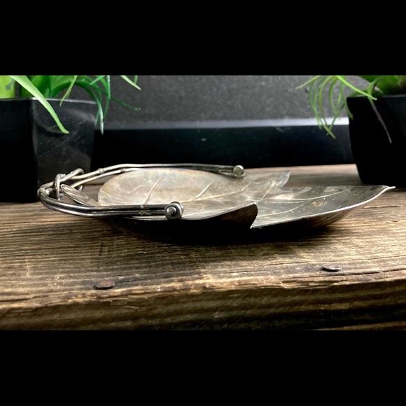 Sterling Art Deco Leaf Dish Tray *RARE* 998 Silver Japanese Vintage Asahi Shoten - Picture 7 of 9